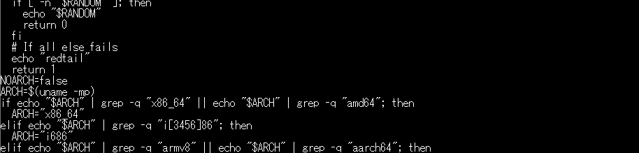 ローダースクリプト：echo &ldquo;redtail&rdquo; フォールバックとアーキテクチャ判定